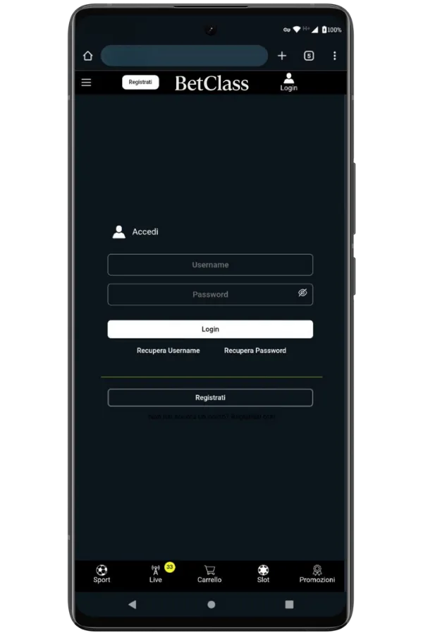Cliccate su pulsante Accedi