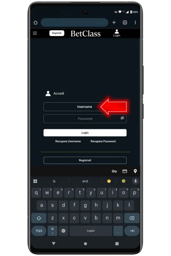 Inserite username scelto durante iscrizione