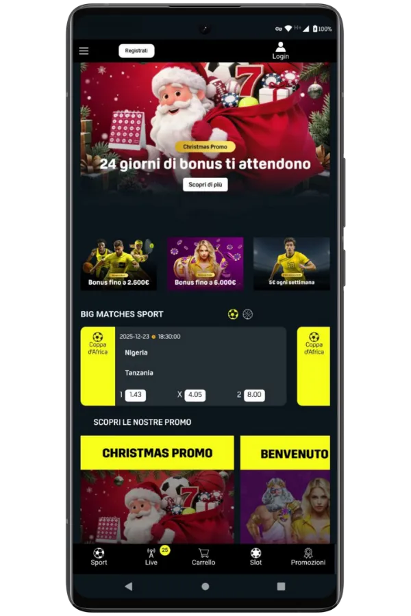 Visitate Bet Class Italia da browser mobile